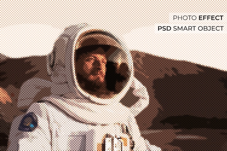 PSD grátis design de efeito de foto de pixel