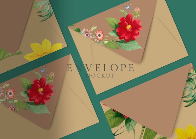 PSD grátis design de envelope floral