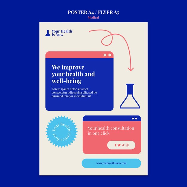 Design de folheto de banner médico minimalista
