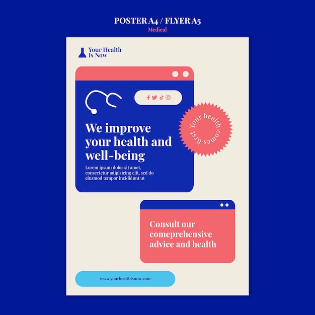 Design de folheto de banner médico minimalista