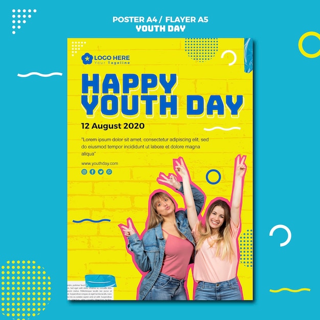 PSD grátis design de folheto para evento do dia da juventude