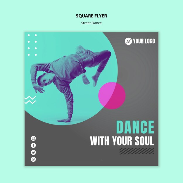 Design de folheto quadrado de dança de rua