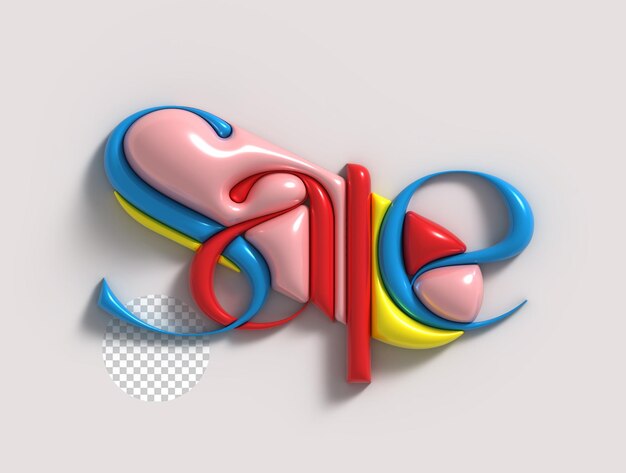 Design de fonte Psd transparente de letras de venda 3d