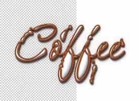 PSD grátis design de ilustração 3d tipográfica de letras de café 3d