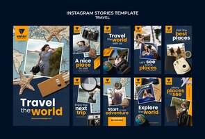 PSD grátis design de instagram de modelo de viagem realista