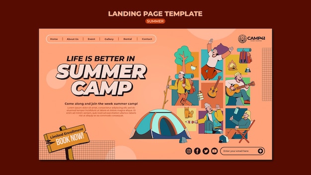 PSD grátis design de modelo de acampamento de verão