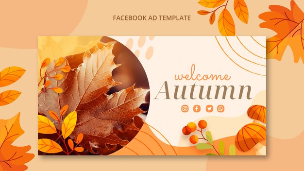Design de modelo de anúncio de facebook de outono em aquarela