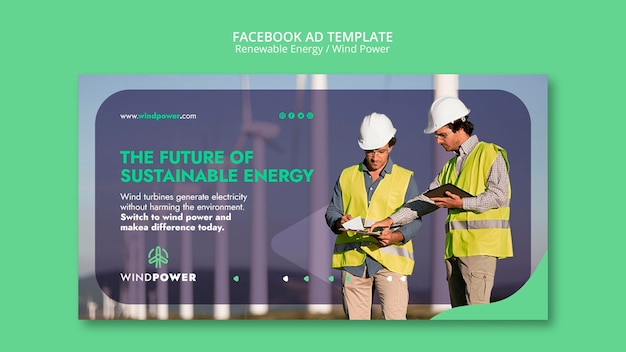 PSD grátis design de modelo de anúncio do facebook de energia renovável