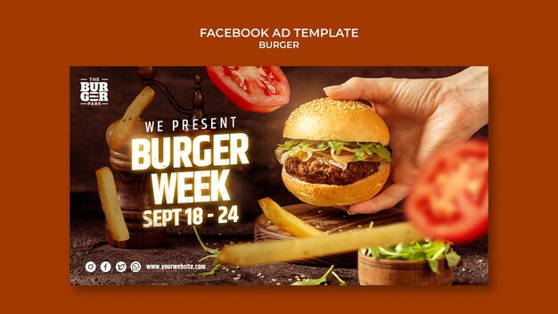 Design de modelo de anúncio do Facebook de hambúrguer