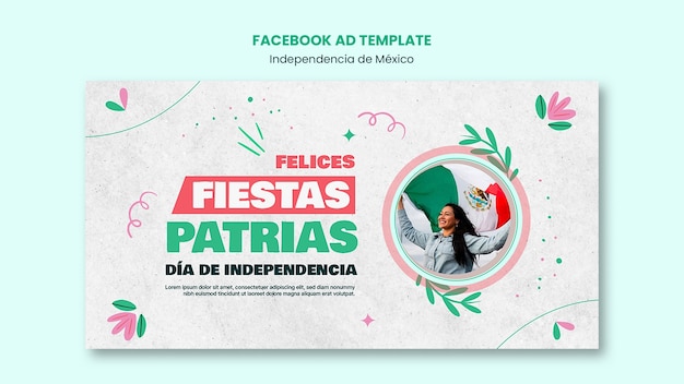 Design de modelo de anúncio do facebook independência do méxico