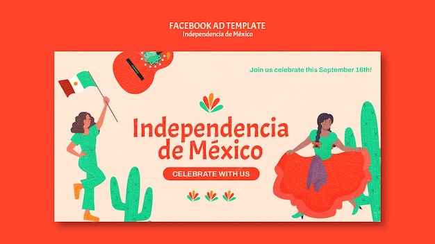 Design de modelo de anúncio do facebook independência do méxico