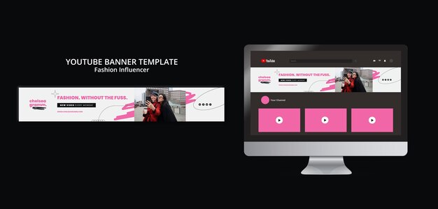 Design de modelo de arte de canal do youtube de influenciador