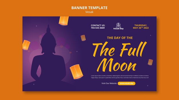 Design de modelo de banner de celebração vesak gradiente
