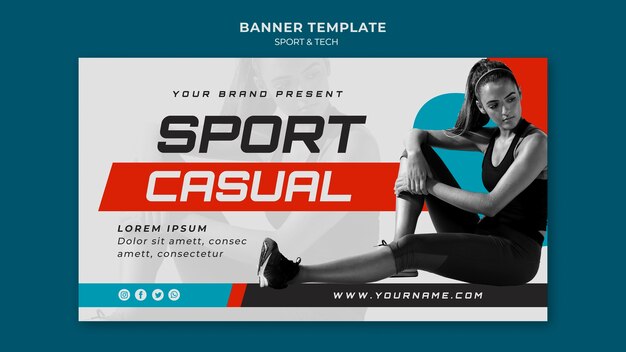 Design de modelo de banner de conceito de esporte