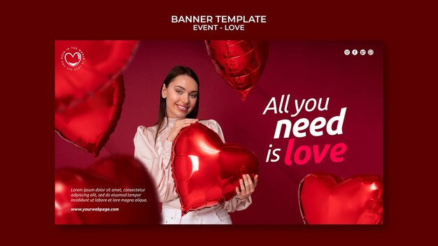 Design de modelo de banner de evento de amor
