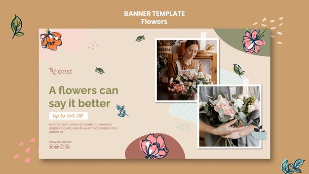Design de modelo de banner de flor