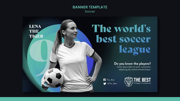 Design de modelo de banner de futebol gradiente