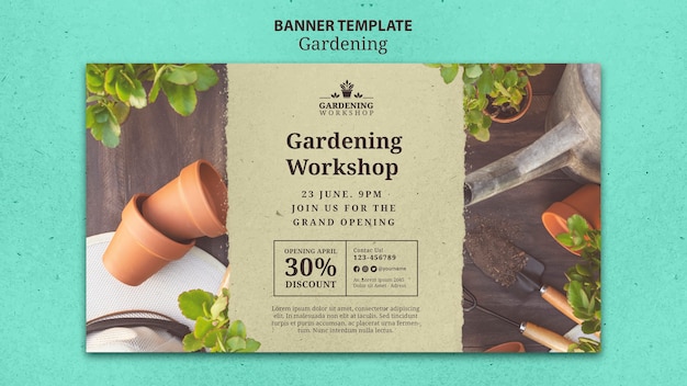 PSD grátis design de modelo de banner de jardinagem