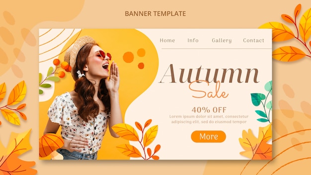 Design de modelo de banner de outono em aquarela