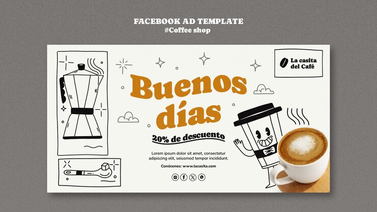 PSD grátis design de modelo de cafeteria