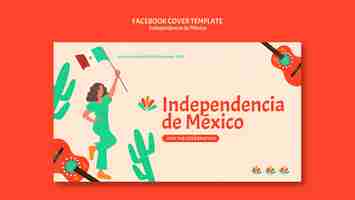 PSD grátis design de modelo de capa do facebook independência do méxico