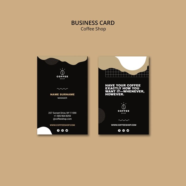 Design de modelo de cartão de visita para café