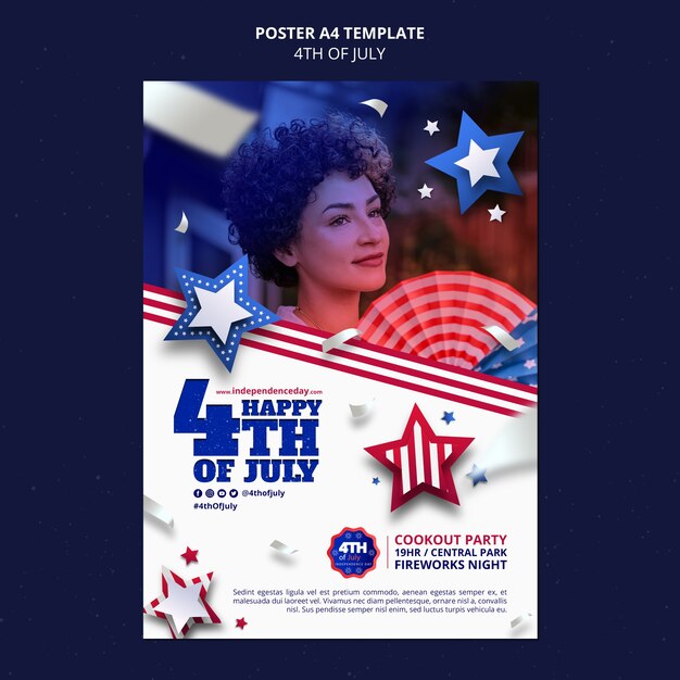 design de modelo de cartaz de 4 de julho