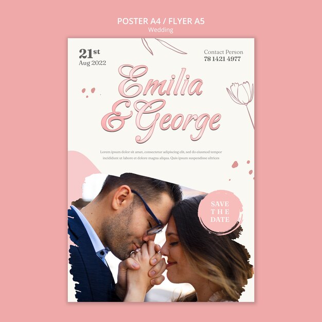 Design de modelo de cartaz de casamento