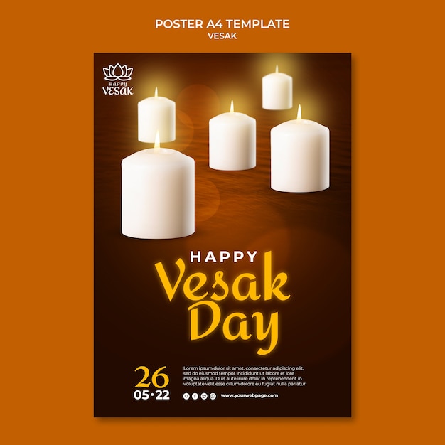 PSD grátis design de modelo de cartaz de celebração vesak gradiente