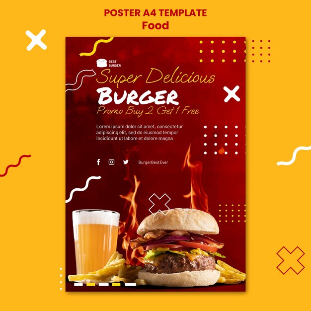 Design de modelo de cartaz de comida gradiente