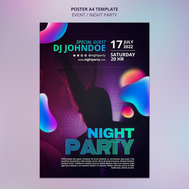 PSD grátis design de modelo de cartaz de festa noturna