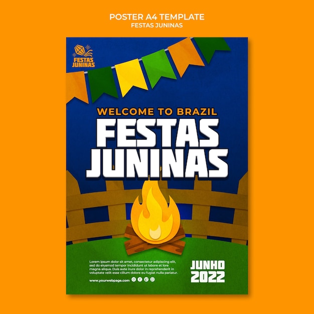 PSD grátis design de modelo de cartaz de festas juninas