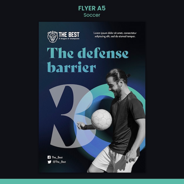 Design de modelo de cartaz de futebol gradiente
