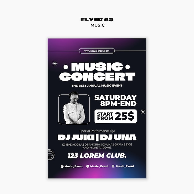 Design de modelo de cartaz de música