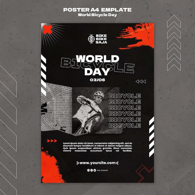 Design de modelo de cartaz do dia mundial da bicicleta