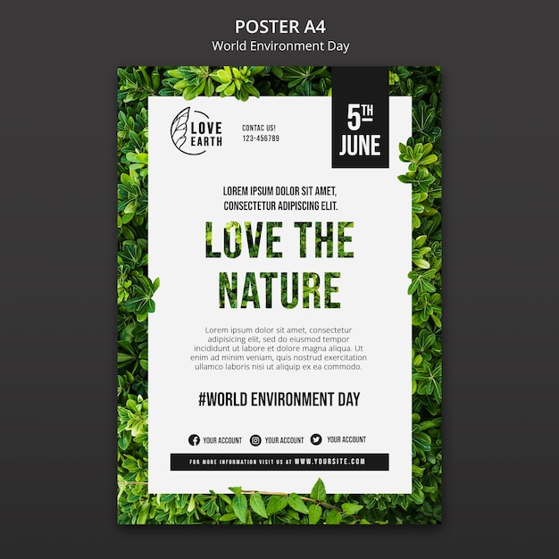 PSD grátis design de modelo de cartaz do dia mundial do meio ambiente