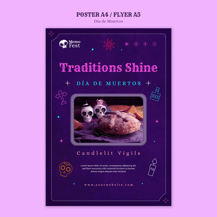 PSD grátis design de modelo de dia de muertos