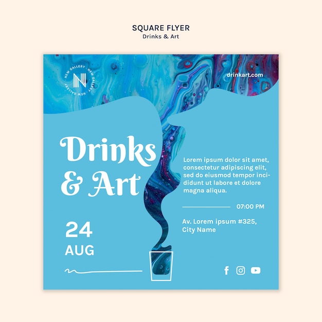 Design de modelo de folheto de bebidas e arte