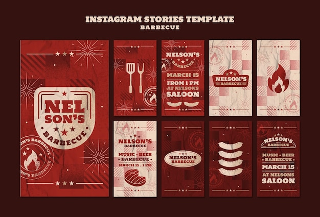 Design de modelo de história do instagram para churrasco