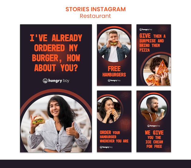 PSD grátis design de modelo de histórias de instagram de restaurante