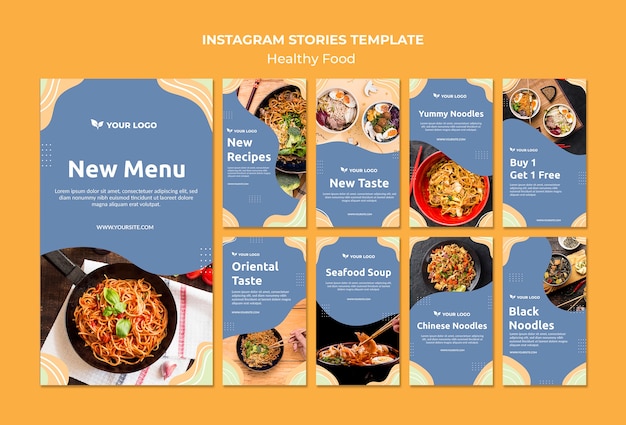 Design de modelo de histórias de instagram de restaurantes