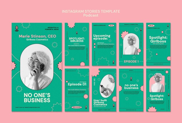 Design de modelo de histórias de podcast instagram