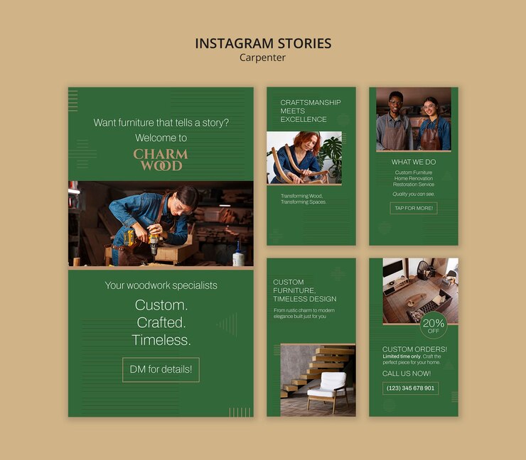 PSD grátis design de modelo de histórias do carpenter no instagram