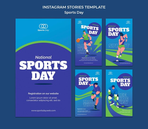 Design de modelo de histórias do instagram de dia de esportes
