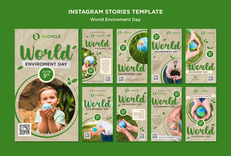 PSD grátis design de modelo de histórias do instagram do dia mundial do meio ambiente