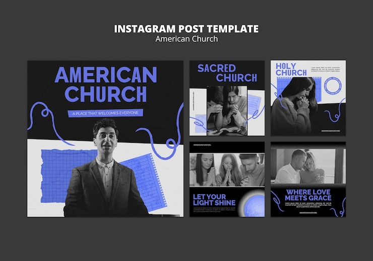PSD grátis design de modelo de igreja americana