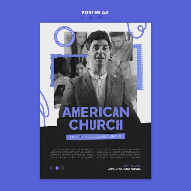 PSD grátis design de modelo de igreja americana