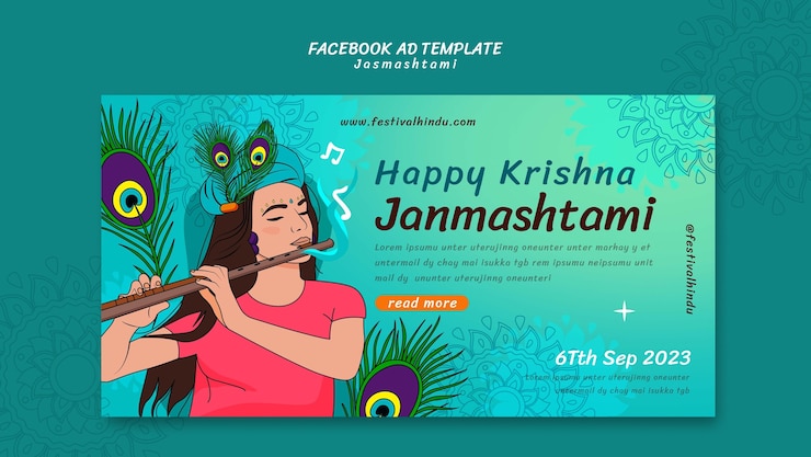 PSD grátis design de modelo de janmashtami