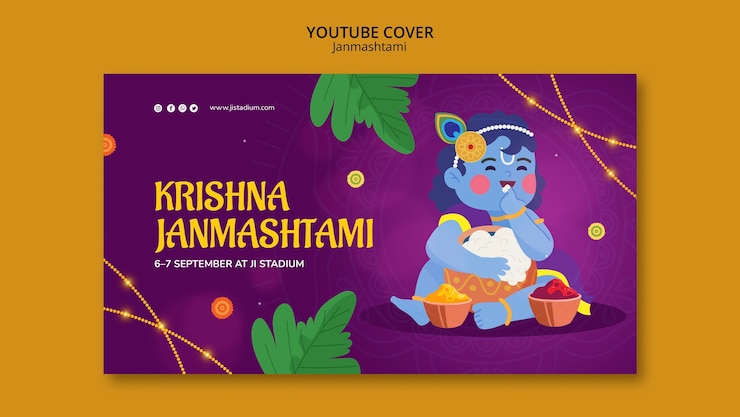 PSD grátis design de modelo de janmashtami