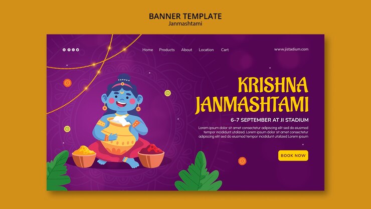 PSD grátis design de modelo de janmashtami